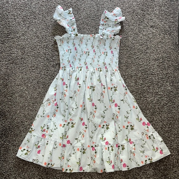 Hill House Dresses & Skirts - Hill House Floral Mini Dress - White and Pink
